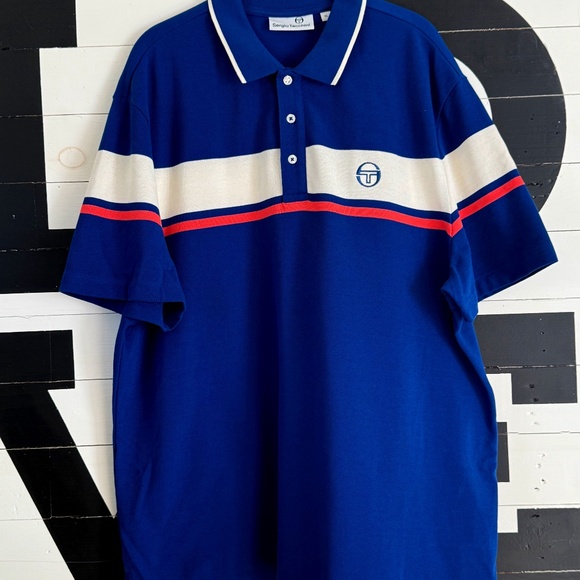 Serio Tacchini Blue/White/Pink Polo Size XL - Picture 1 of 3
